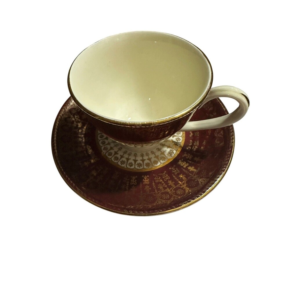Vintage STEUBENVILLE Filigree TEACUP & SAUCER 23k Gold encrusted details.